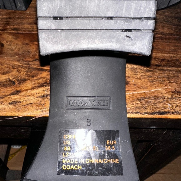 Coach Scarlett size 8 gloss black rubber block heel logo slides. - Picture 11 of 11